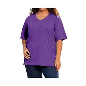 NEW ON THE PLUS SIDE cotton short sleeve tee - plus in acai